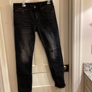 American eagle distressed black jeans slim fit size 32/32 brand new